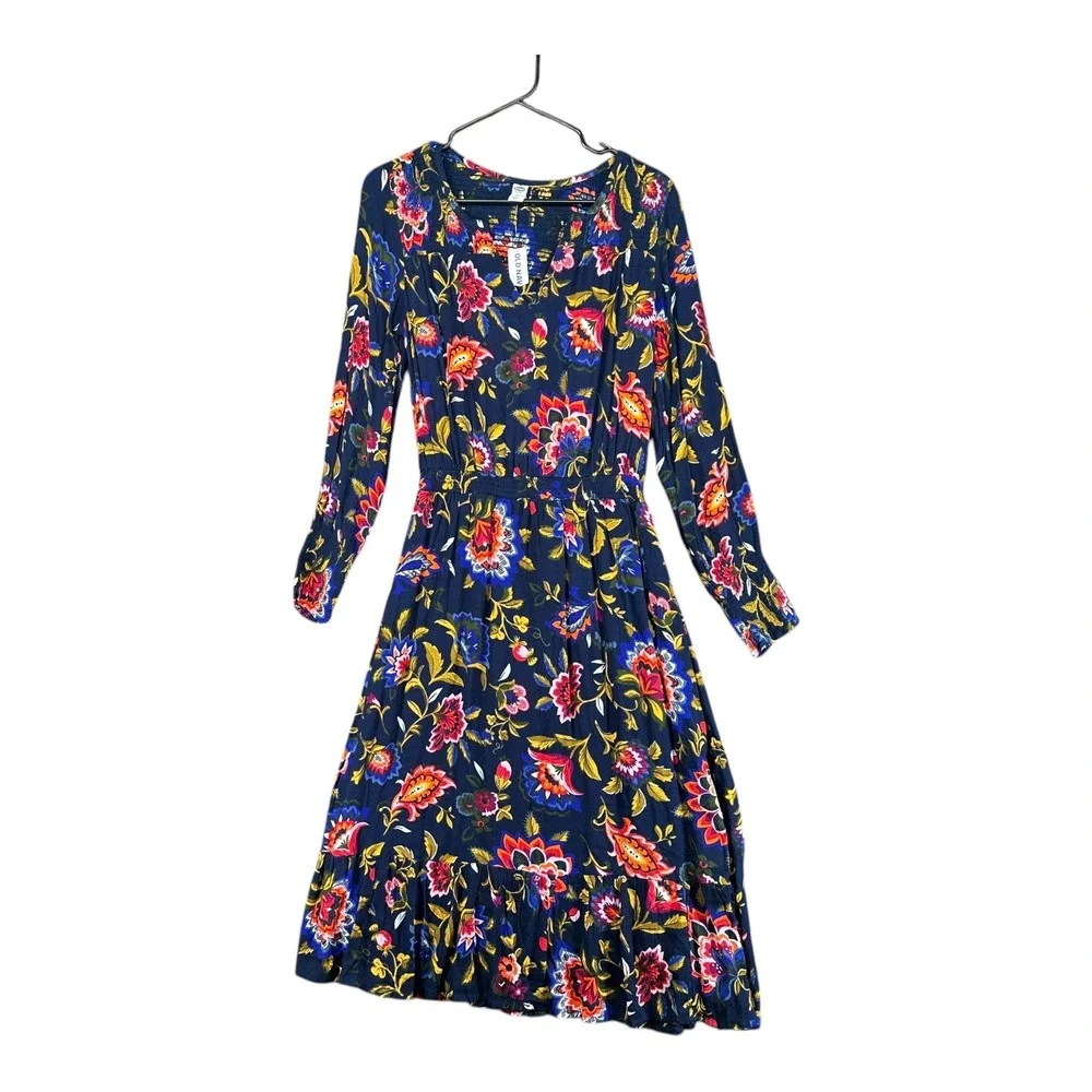Old Navy NWT Women's S Small Boho Floral Dress Peasant Gypsy Swing Midi - Picture 1 of 15
